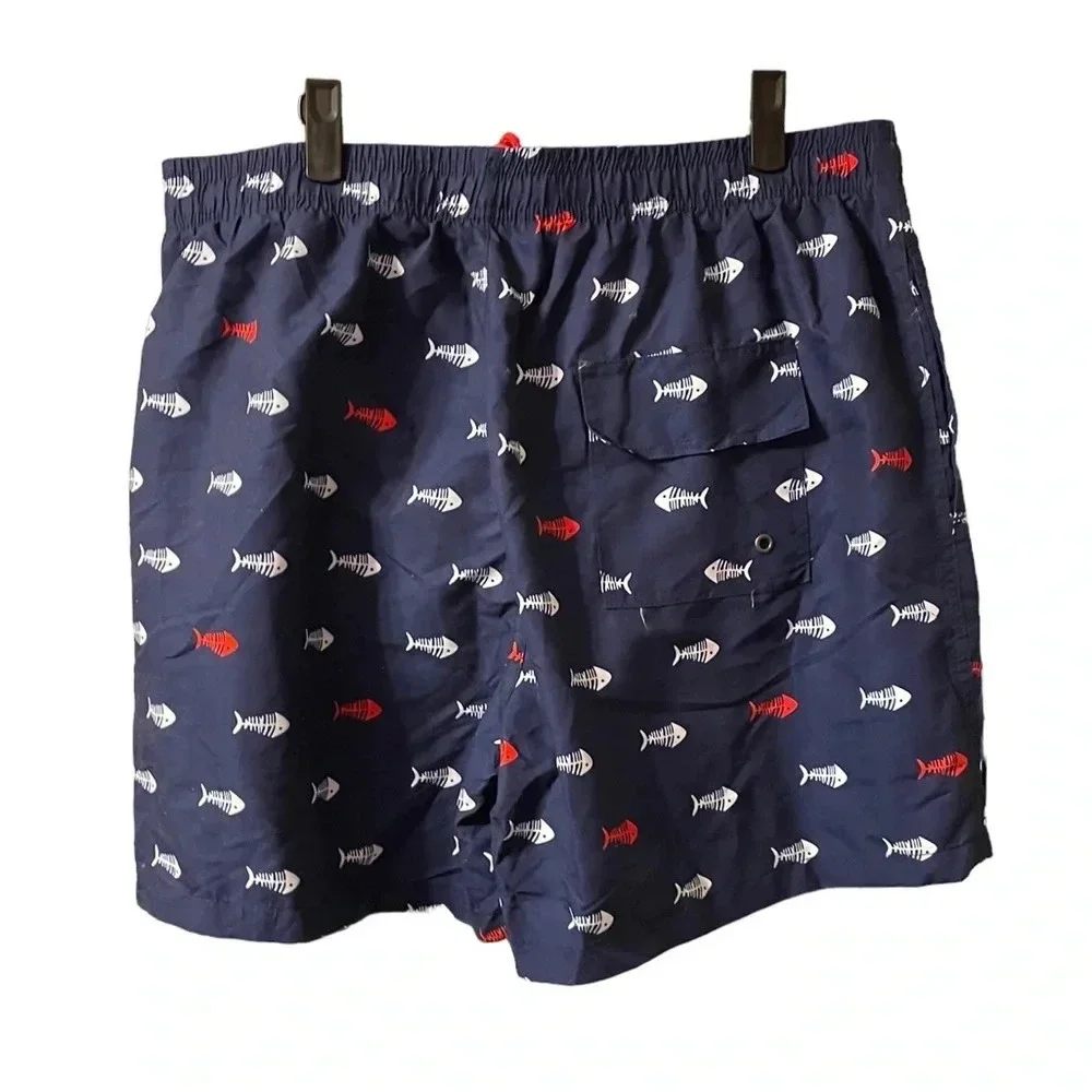 NWOT UNBRANDED MENS FISH PRINT SWIM TRUNKS